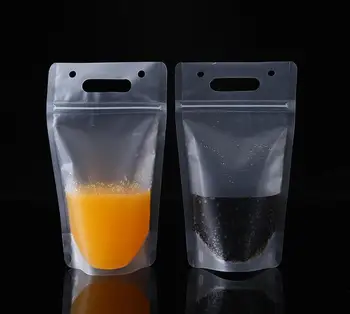 1000шт 450 мл Прозрачен Самозакрывающийся Найлонова торбичка за напитки САМ Контейнер за напитки Чанта за пиене на Плодов сок Чанта за съхранение на продукти SN1202
